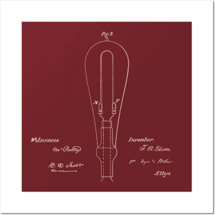 Edison Incandescent Light Bulb Patent Illustration Posters and Art